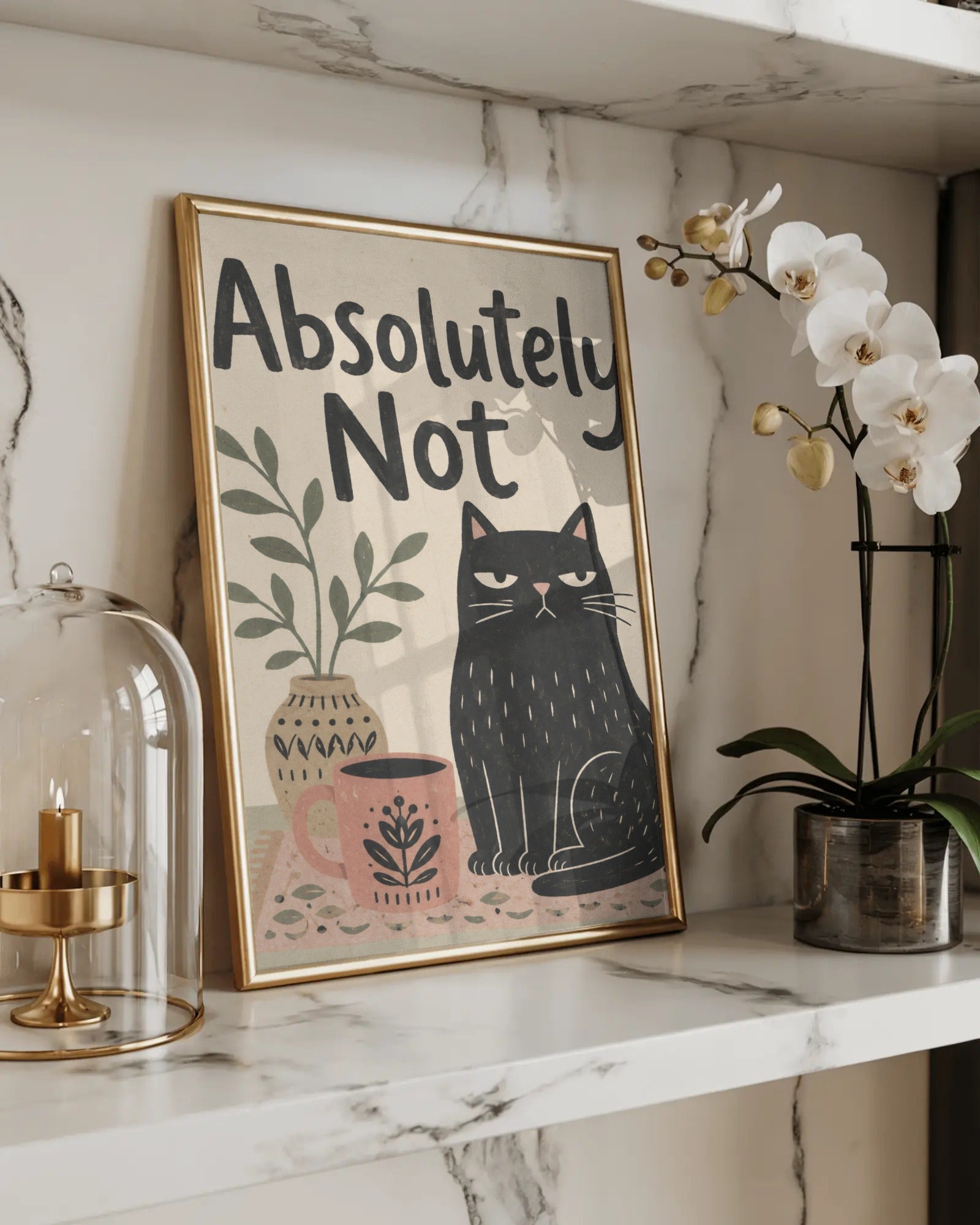 Absolutely Not Cat Art Print, framed wall art (view 2)