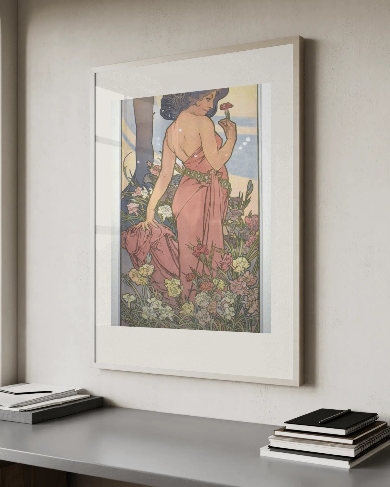 The Flowers: Carnation Art Print by Alphonse Mucha