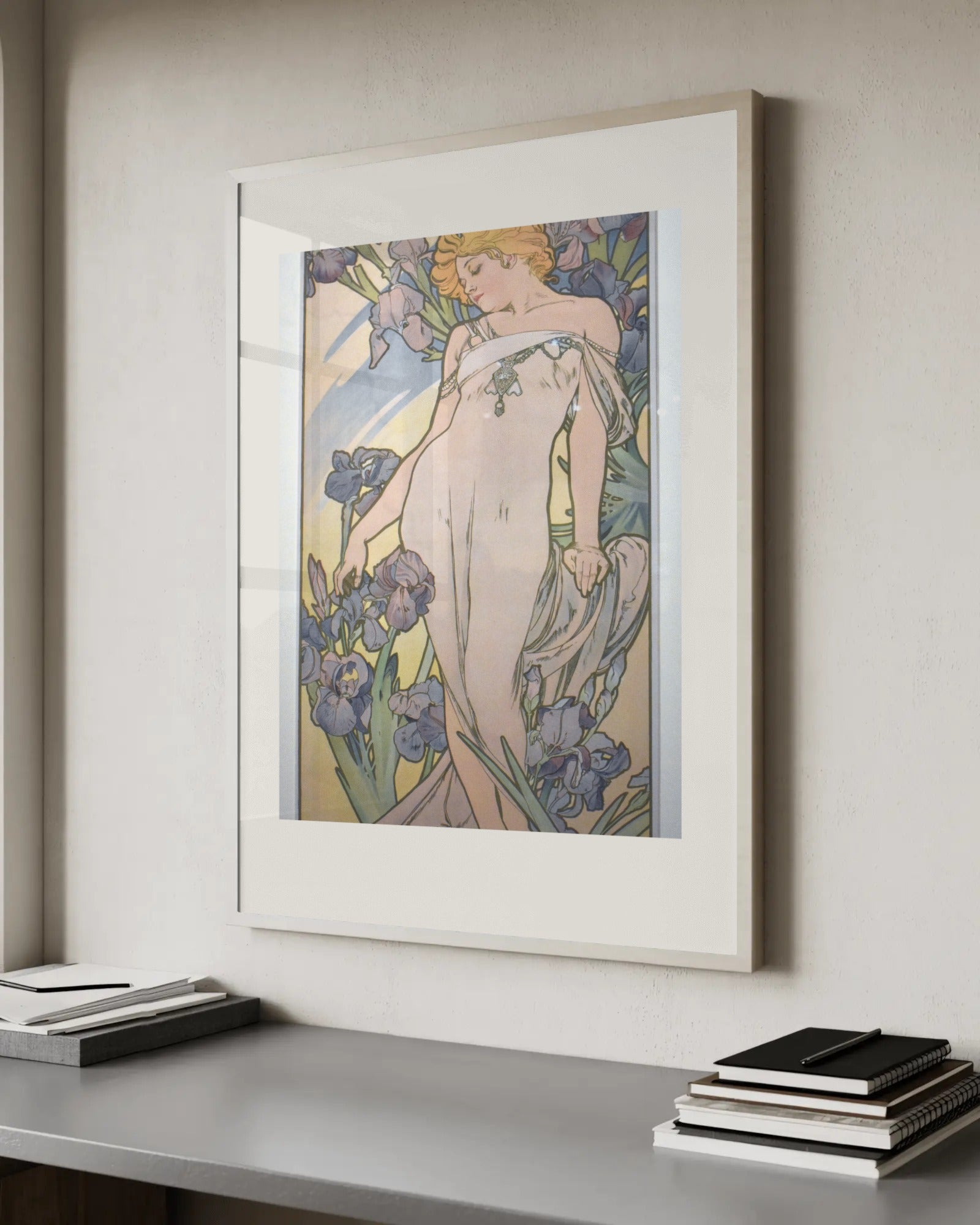 The Flowers: Iris Art Print by Alphonse Mucha