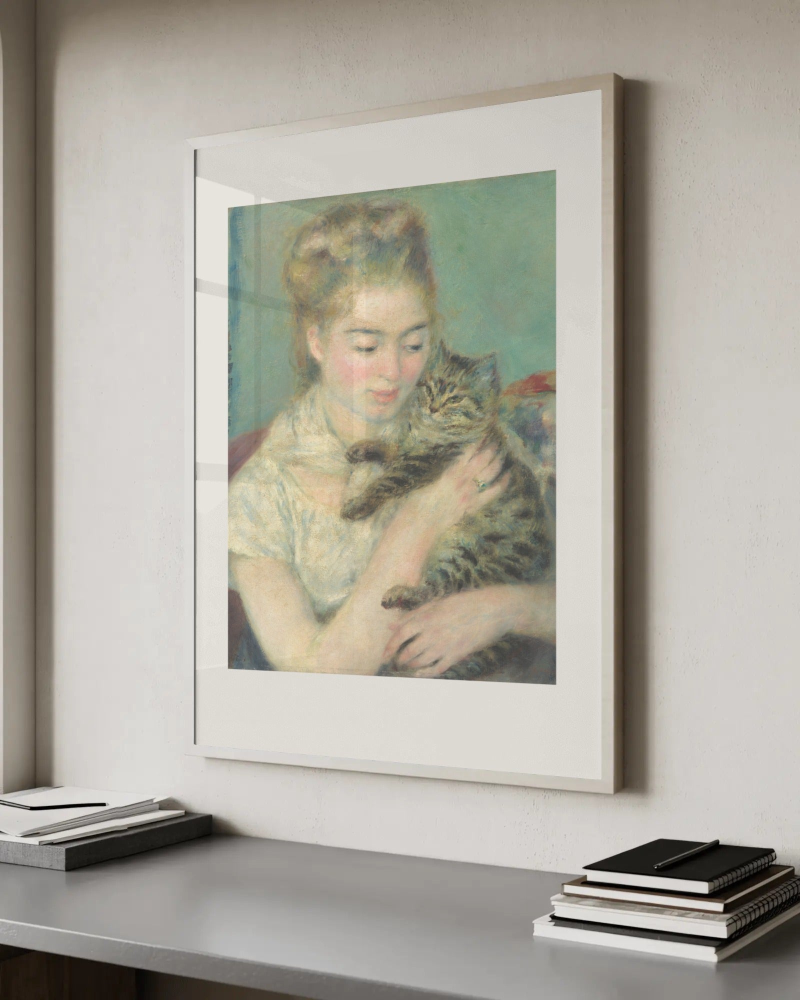 Woman with a Cat Art Print by Pierre-Auguste Renoir