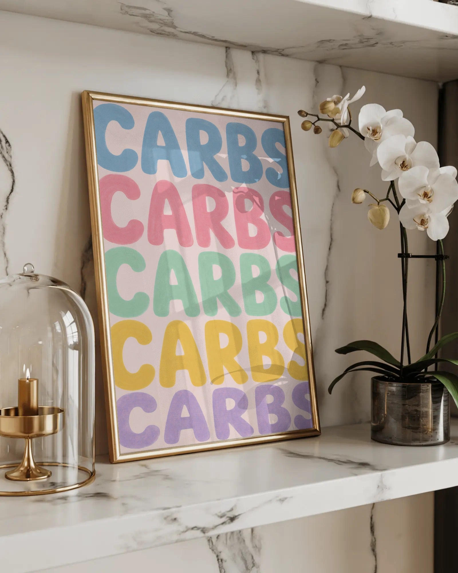 Carbs Typography Art Print, framed wall art (view 2)