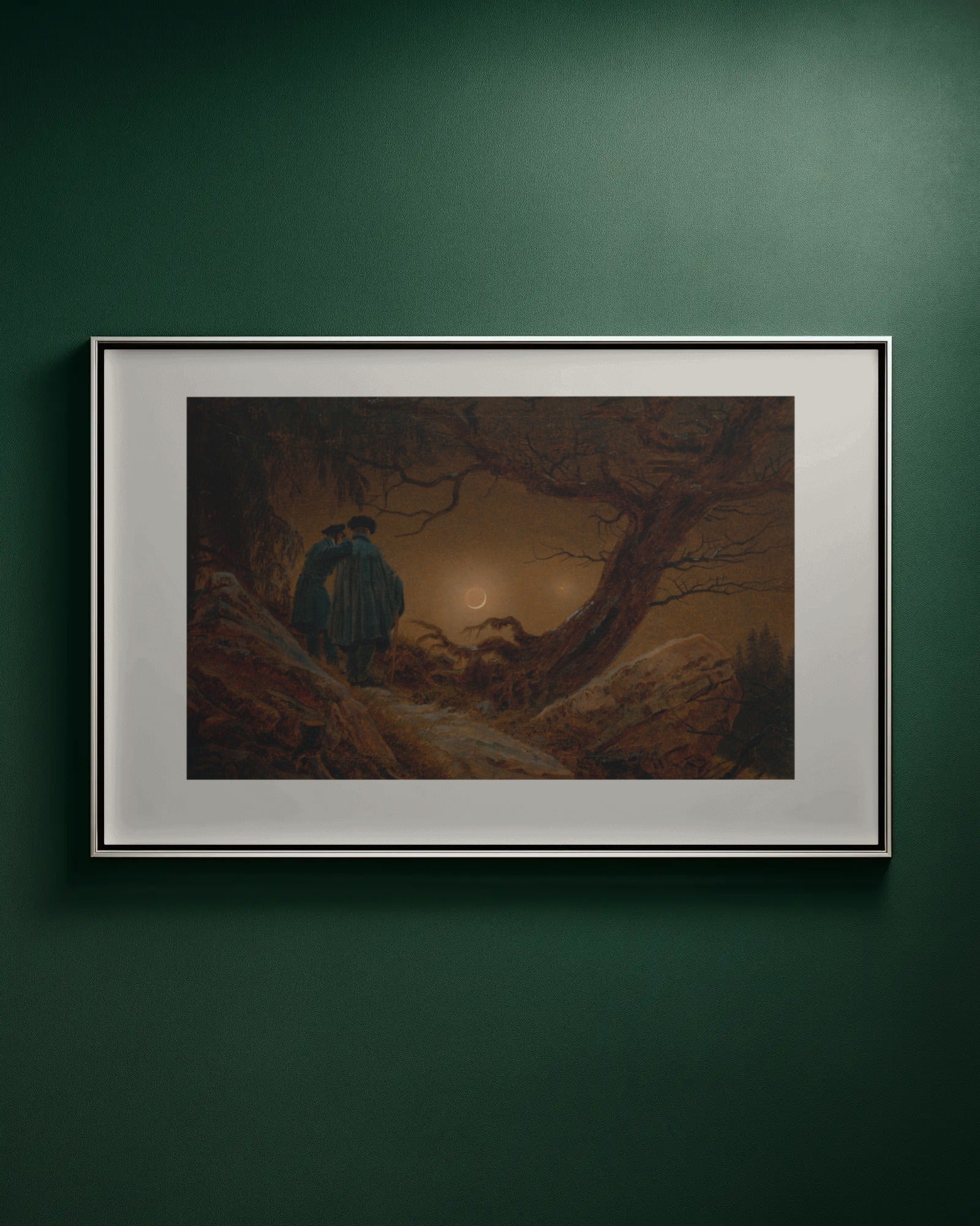 Two Men Contemplating the Moon Art Print by Caspar David Friedrich