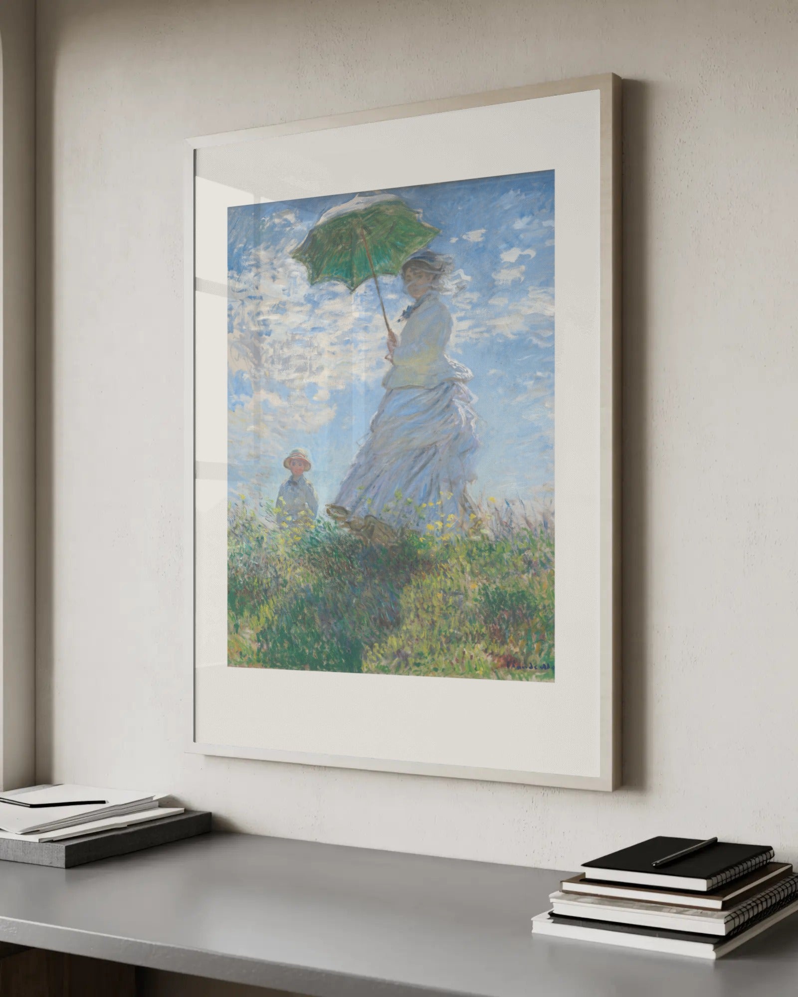 Woman with a Parasol - Madame Monet and Her Son Art Print by Claude Monet