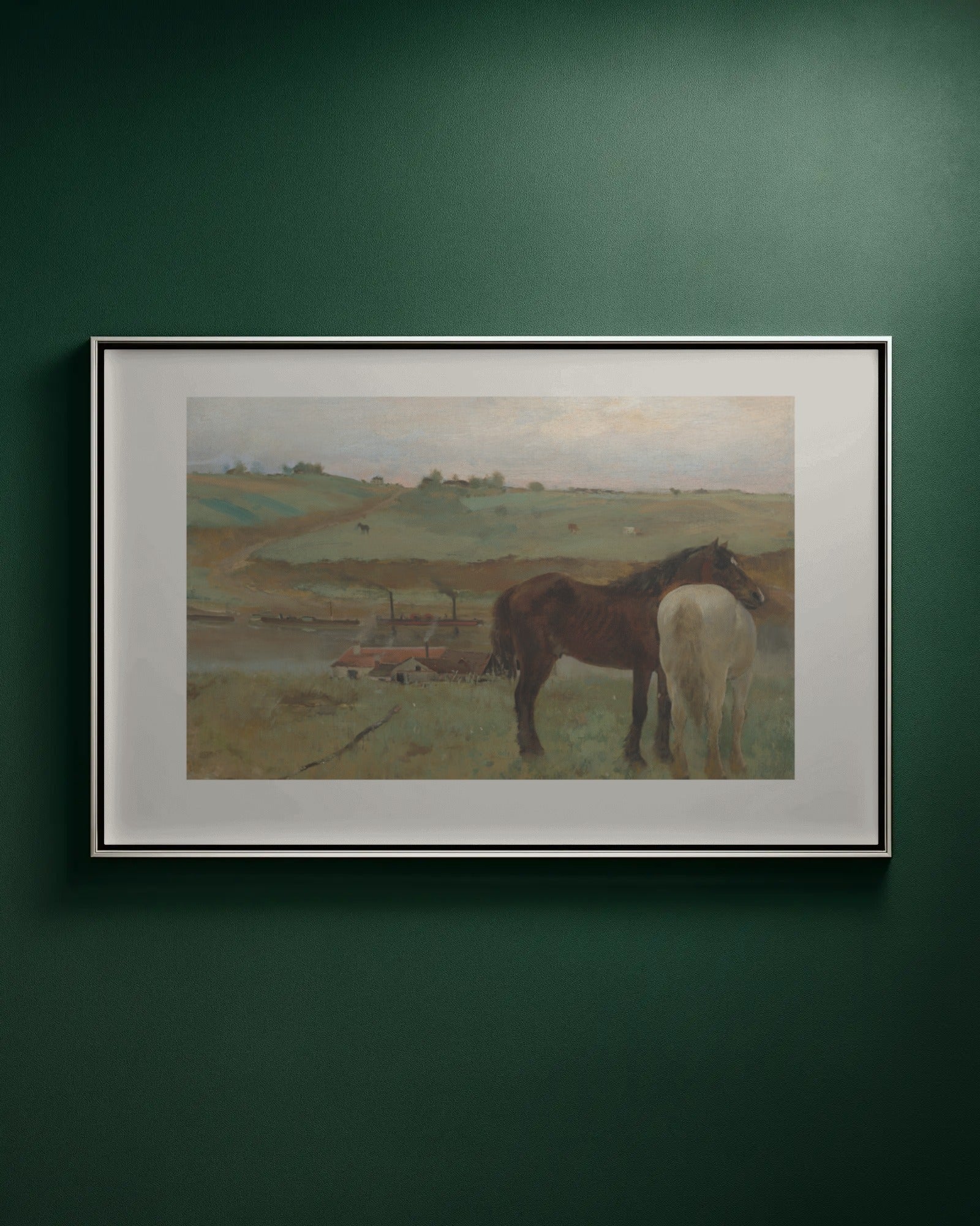 Horses in a Meadow Art Print by Edgar Degas
