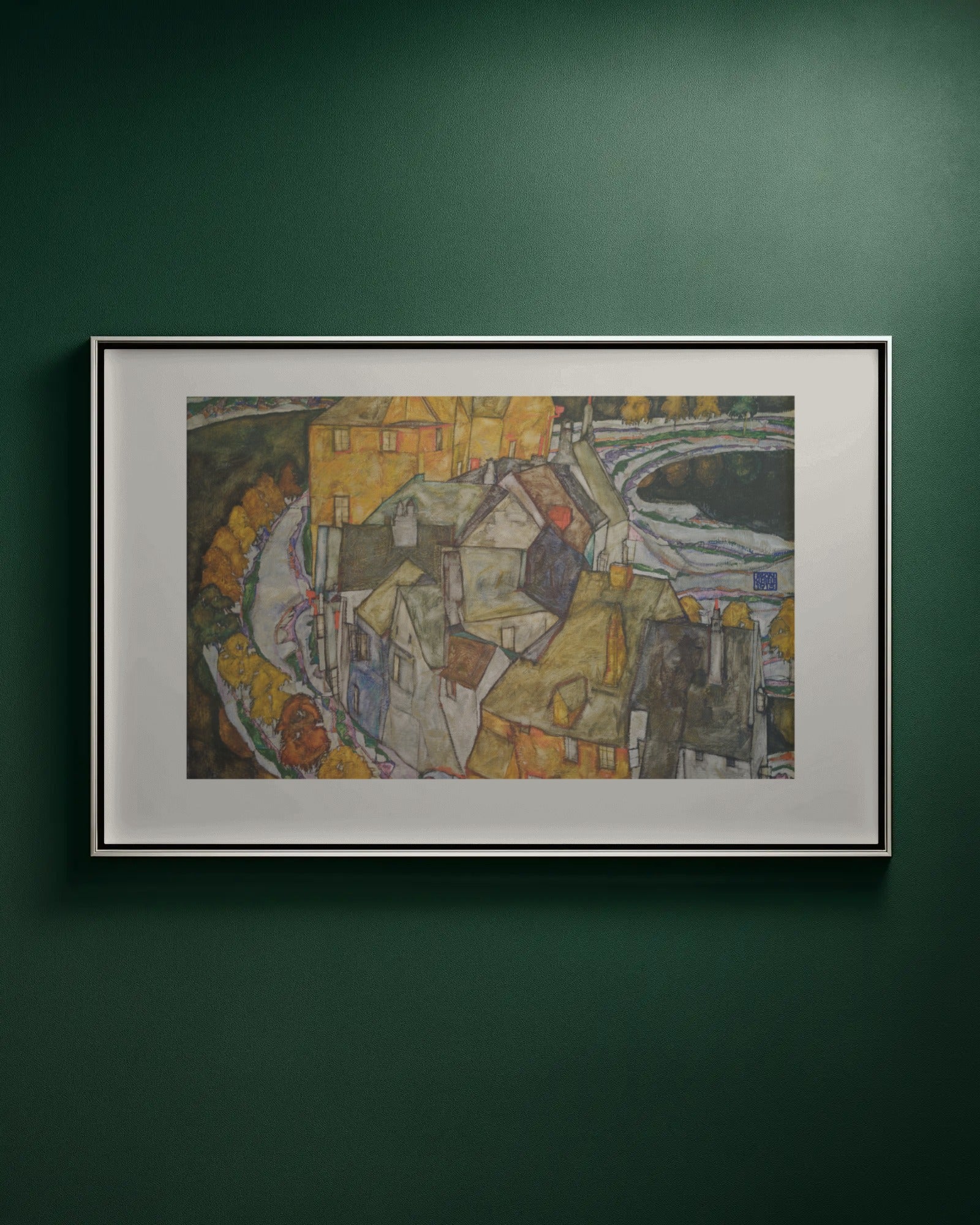 Krumau Town Crescent (Die kleine Stadt) Art Print by Egon Schiele