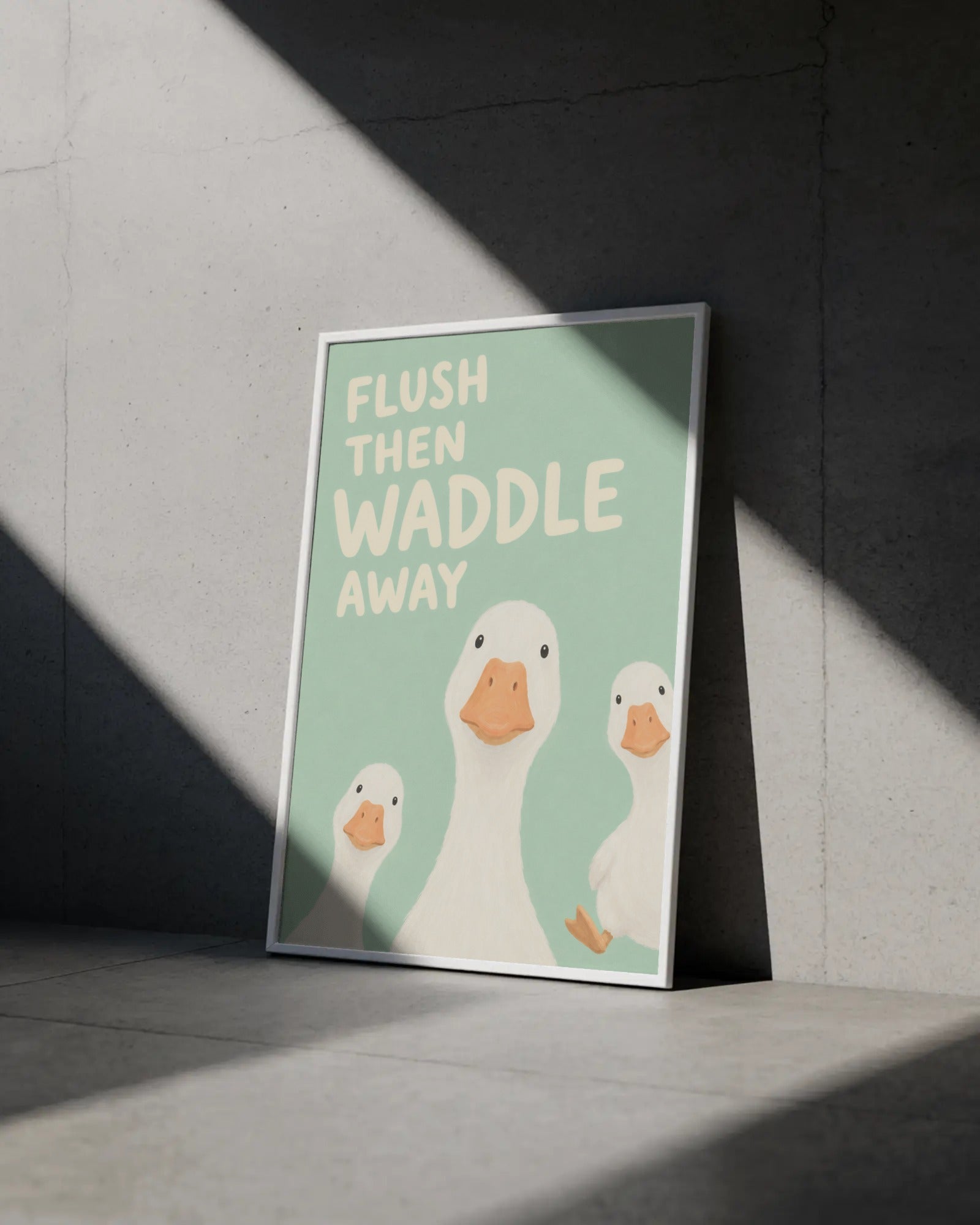 Flush Then Waddle Away Duck Art Print, framed wall art (view 4)