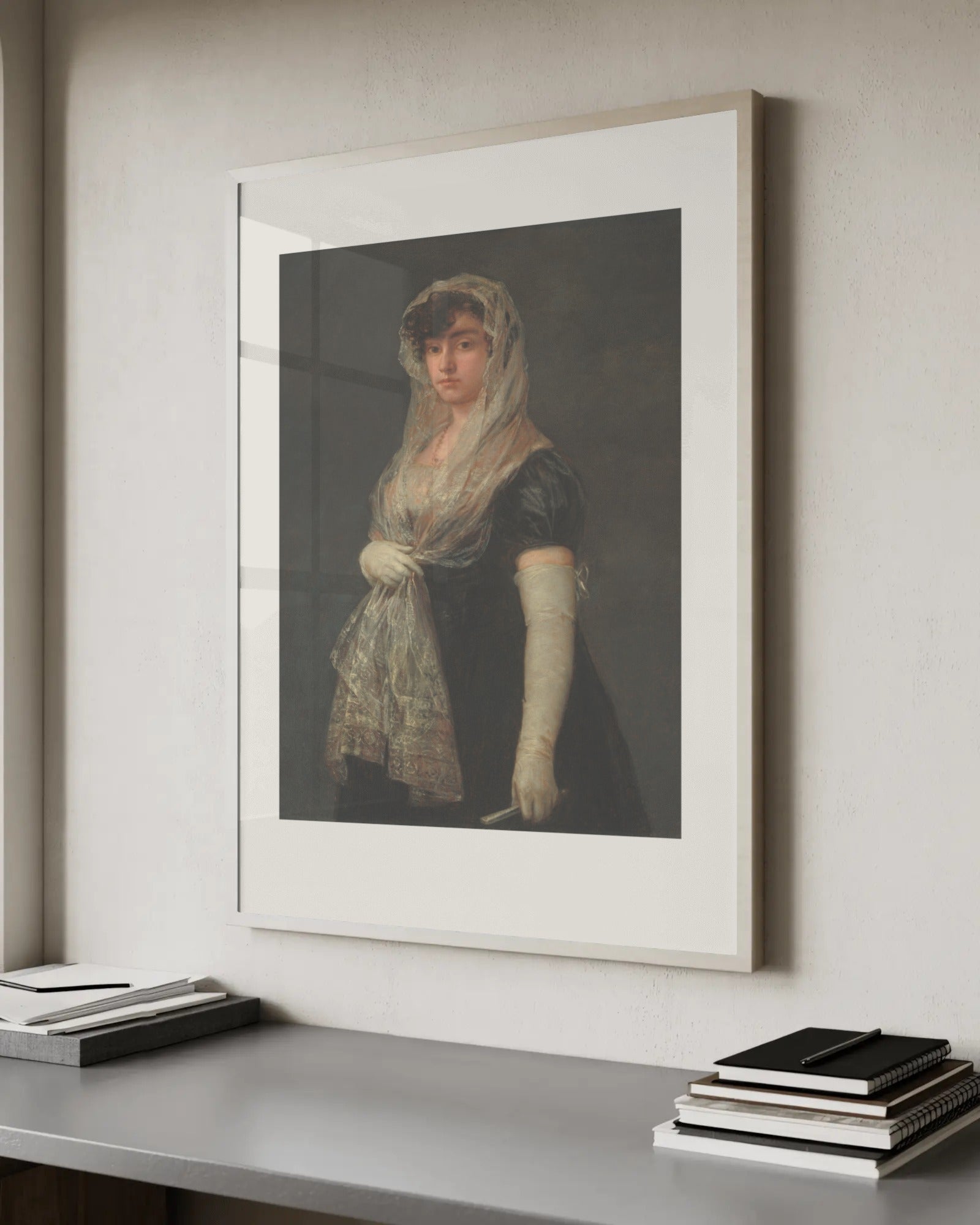Young Lady Wearing a Mantilla and Basquina Art Print by Francisco Goya