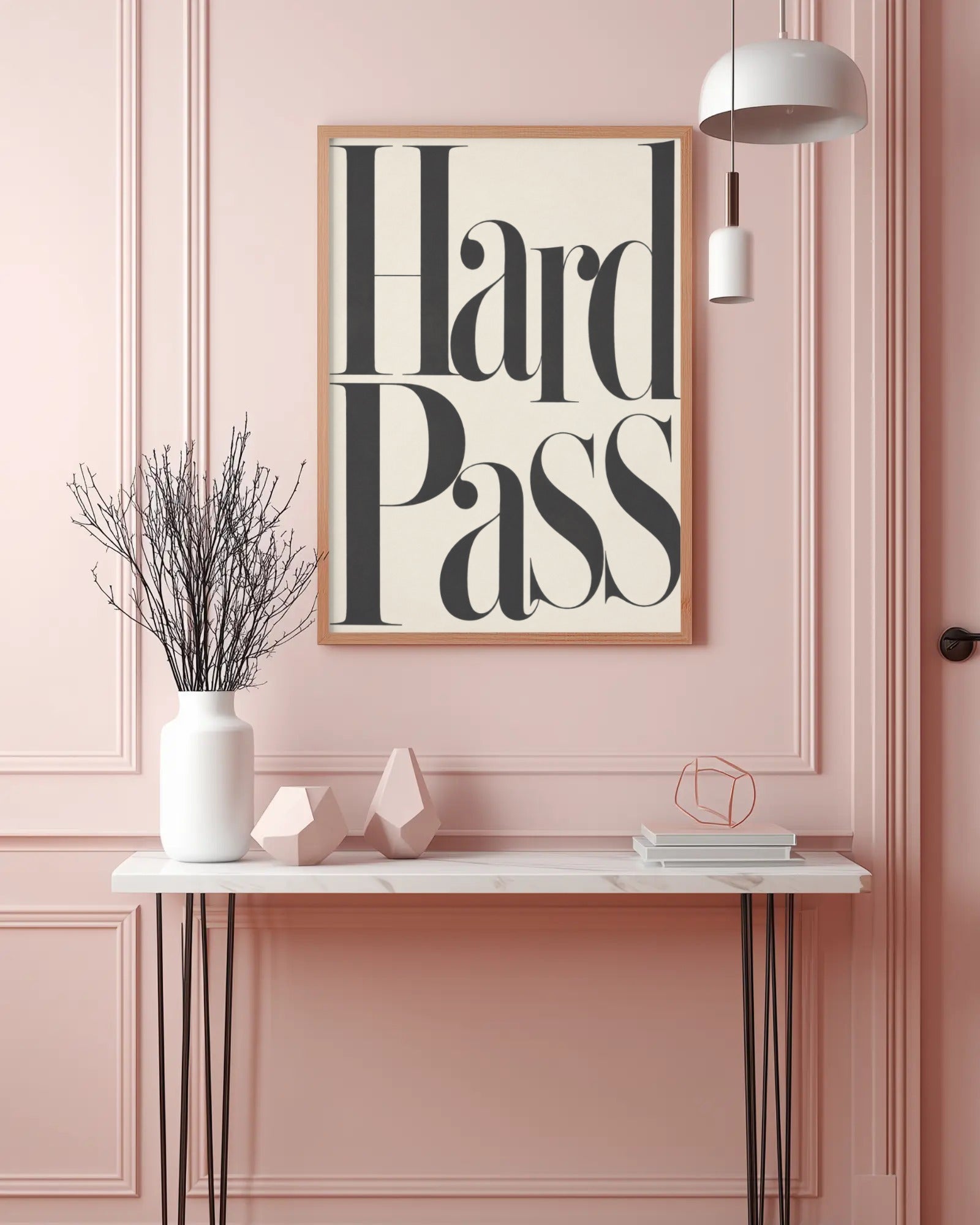 Hard Pass Typography Art Print, framed wall art (view 3)