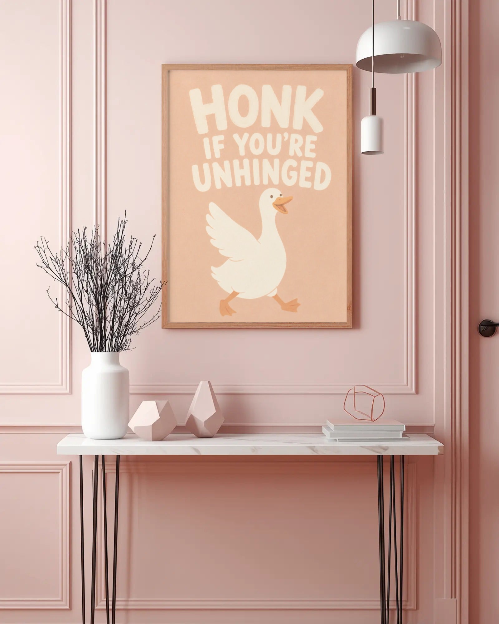 Honk If You're Unhinged Duck Art Print, framed wall art (view 3)