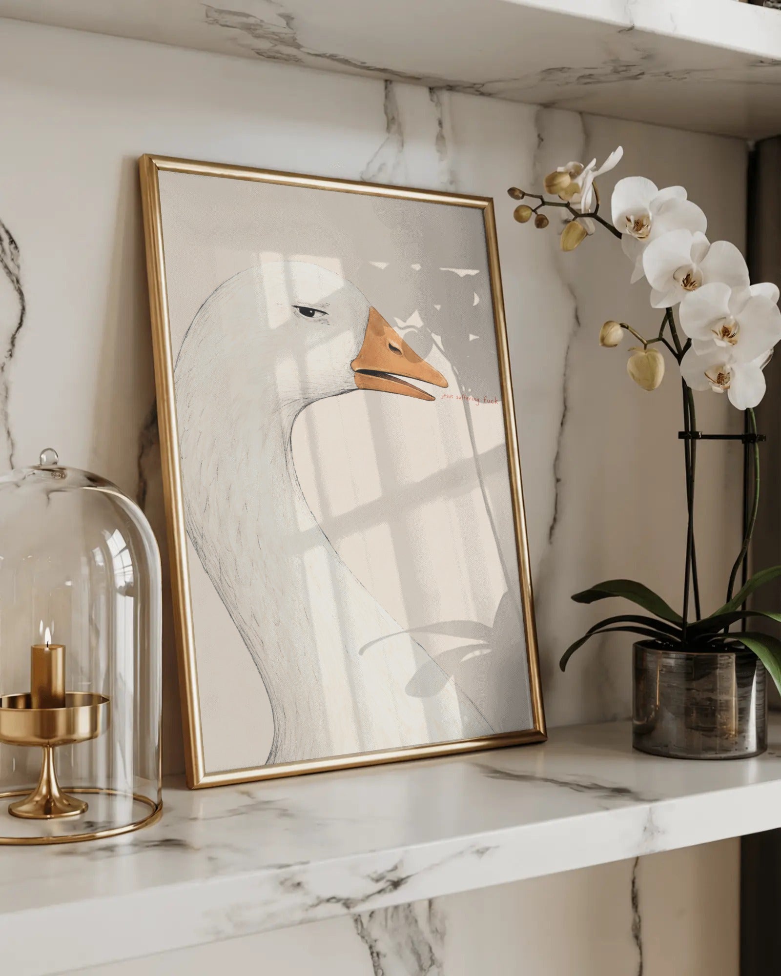 Jesus Suffering F*ck Goose Art Print, framed wall art (view 2)