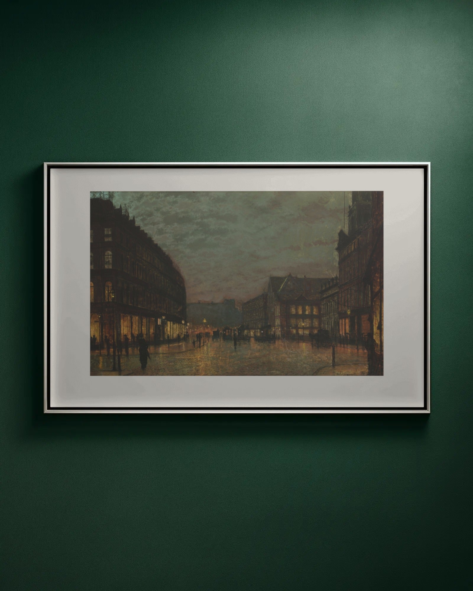 Boar Lane, Leeds, by Lamplight Art Print by John Atkinson Grimshaw