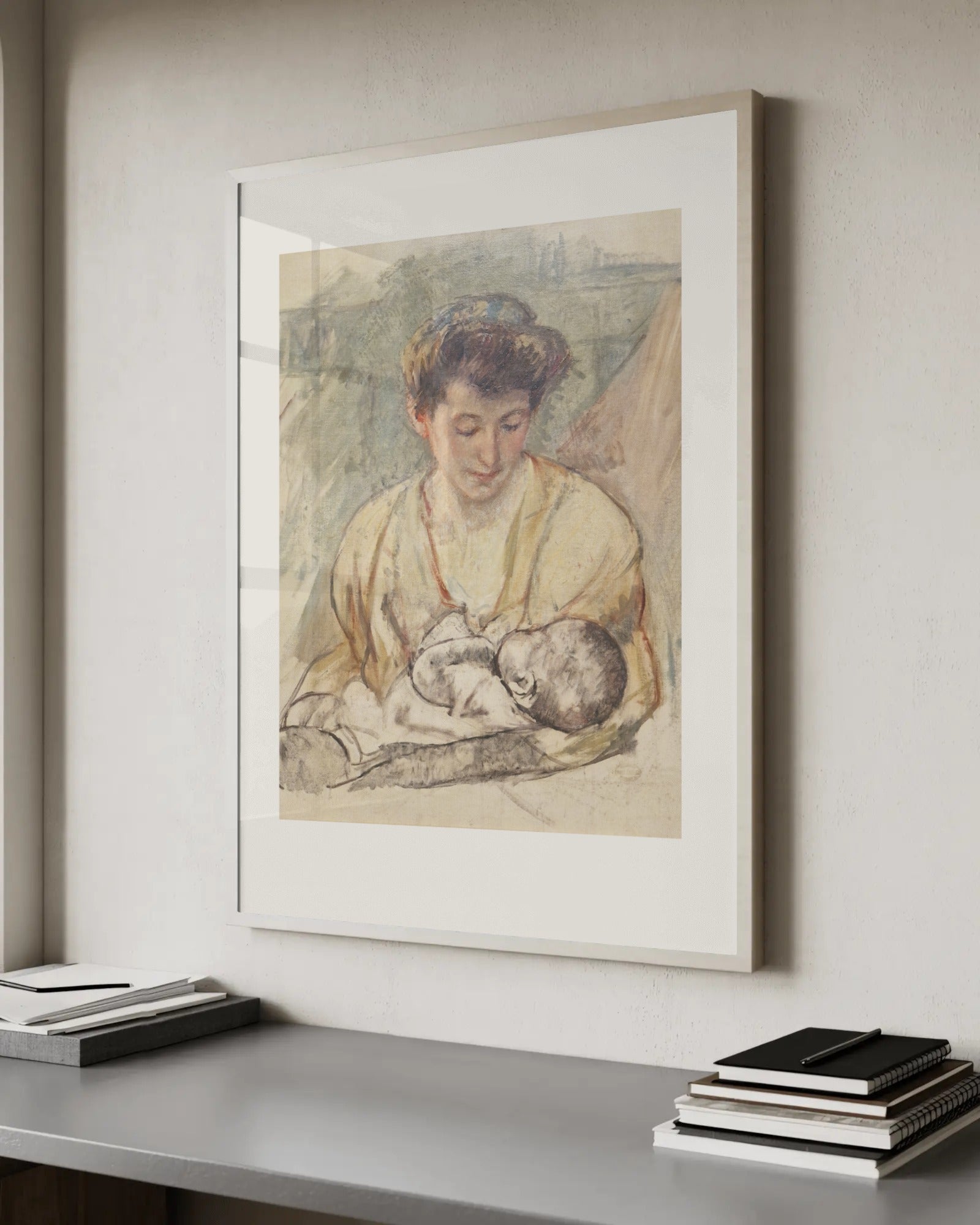 Mother and Child (The Oval Mirror) Art Print by Mary Cassatt