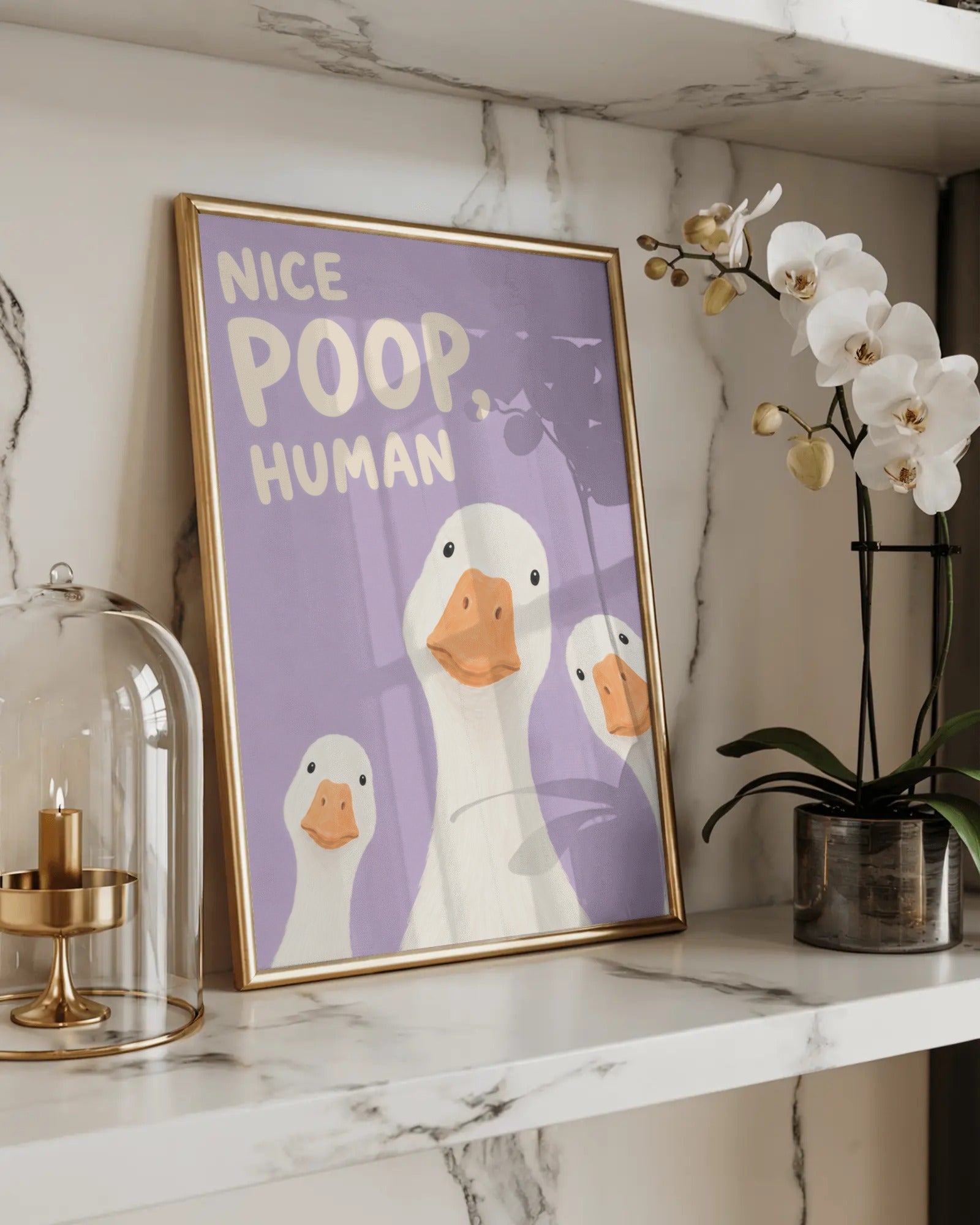 Nice Poop Human Duck Art Print, framed wall art (view 2)