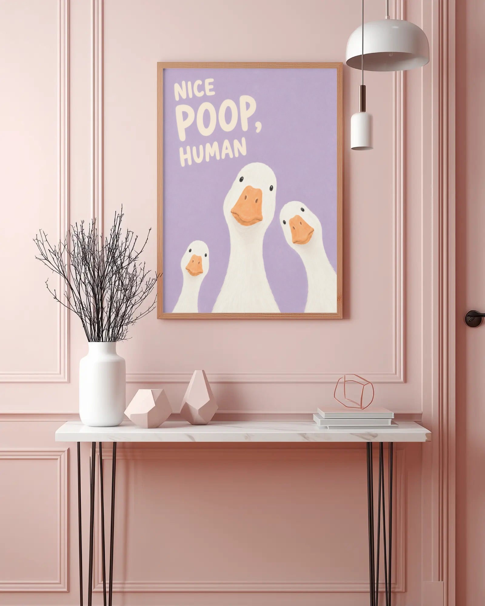 Nice Poop Human Duck Art Print, framed wall art (view 3)