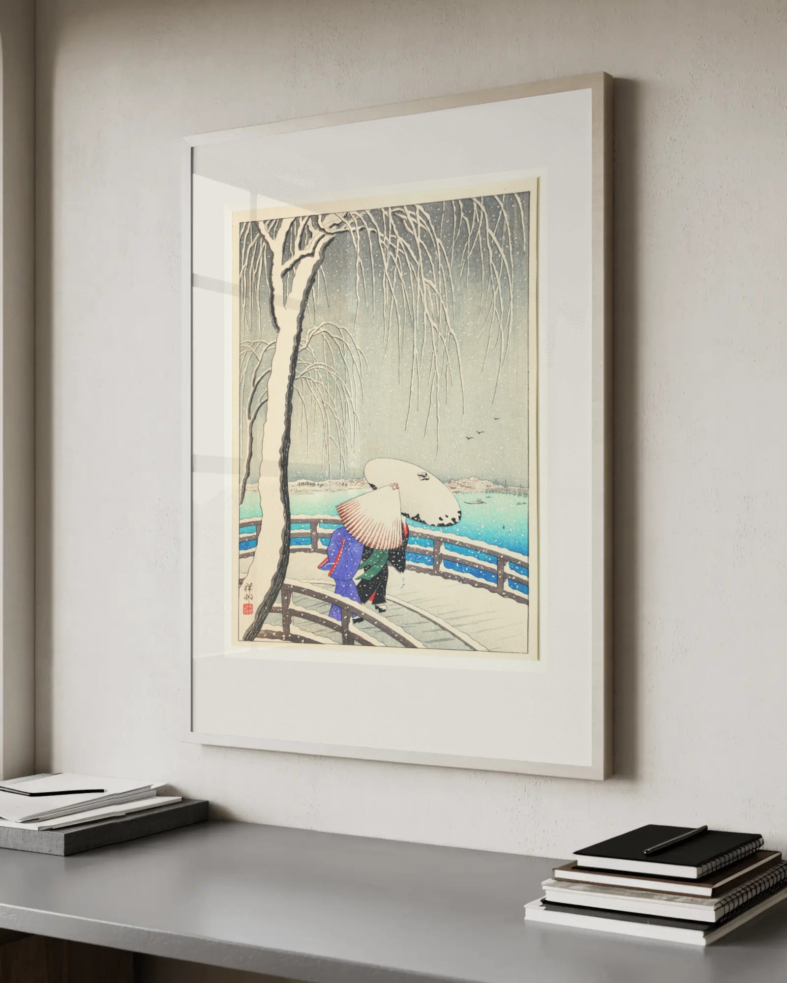 Egrets Descending in Snow Art Print by Ohara Koson