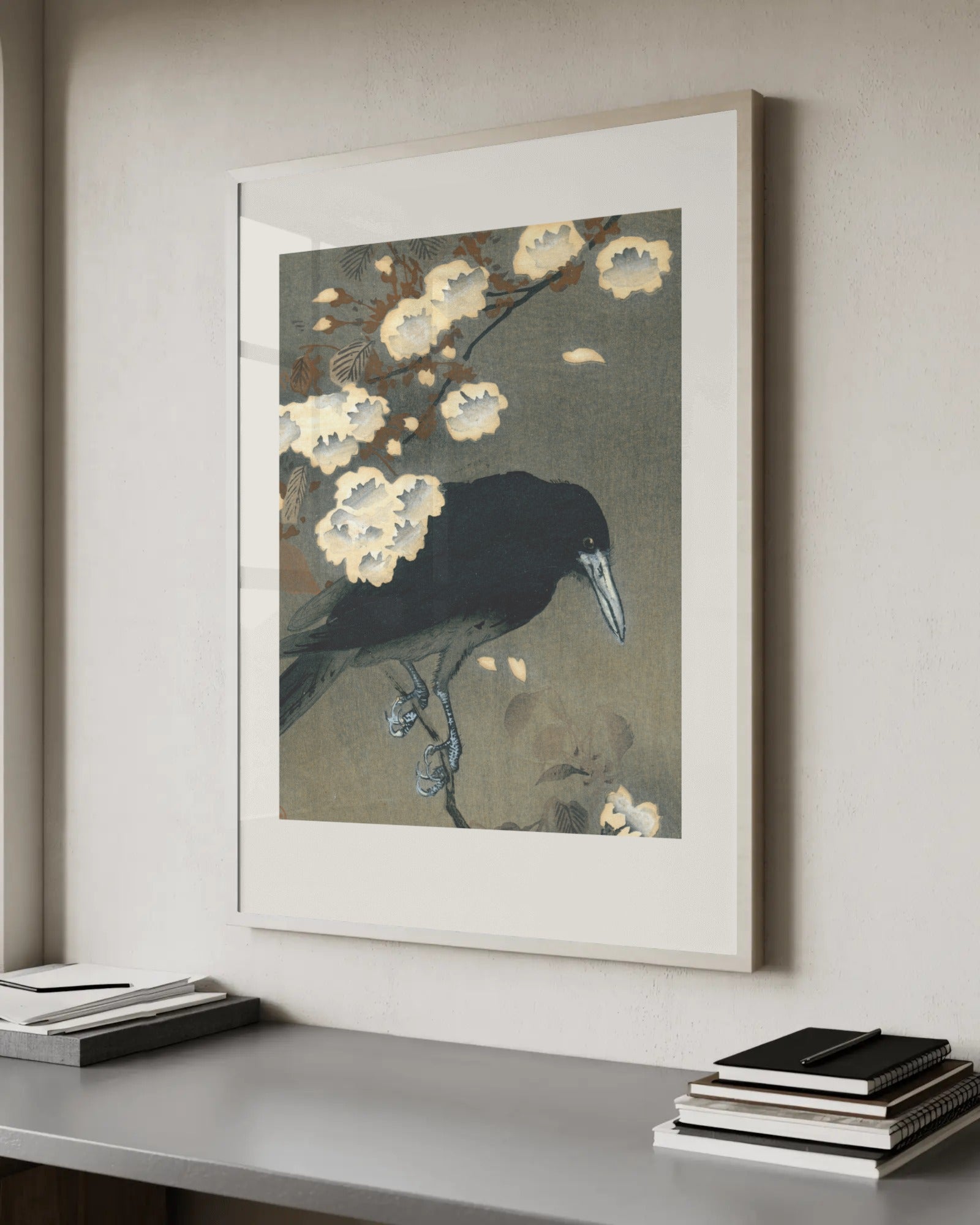 Geese Descending under Moon Art Print by Ohara Koson