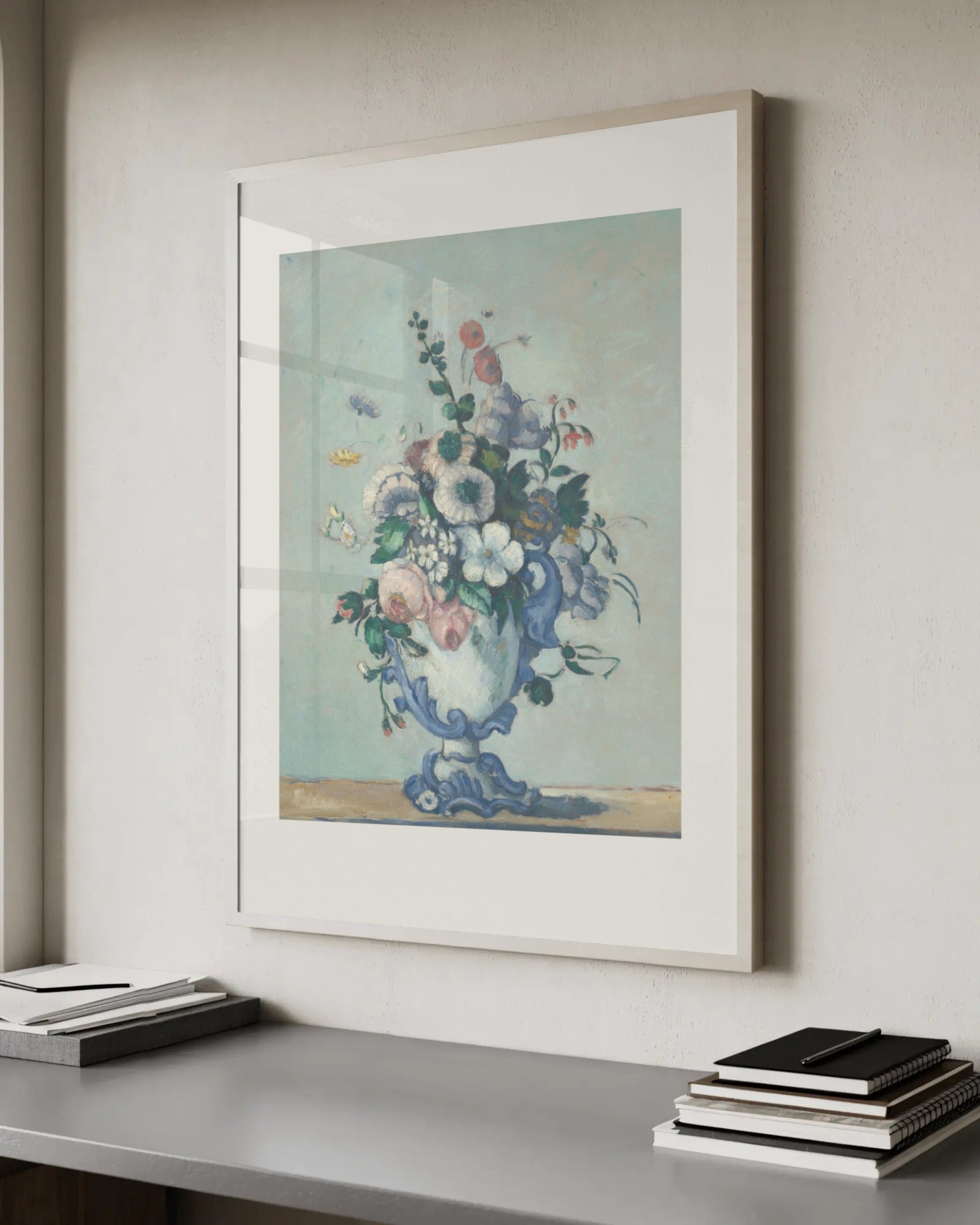 Flowers in a Rococo Vase Art Print by Paul Cezanne