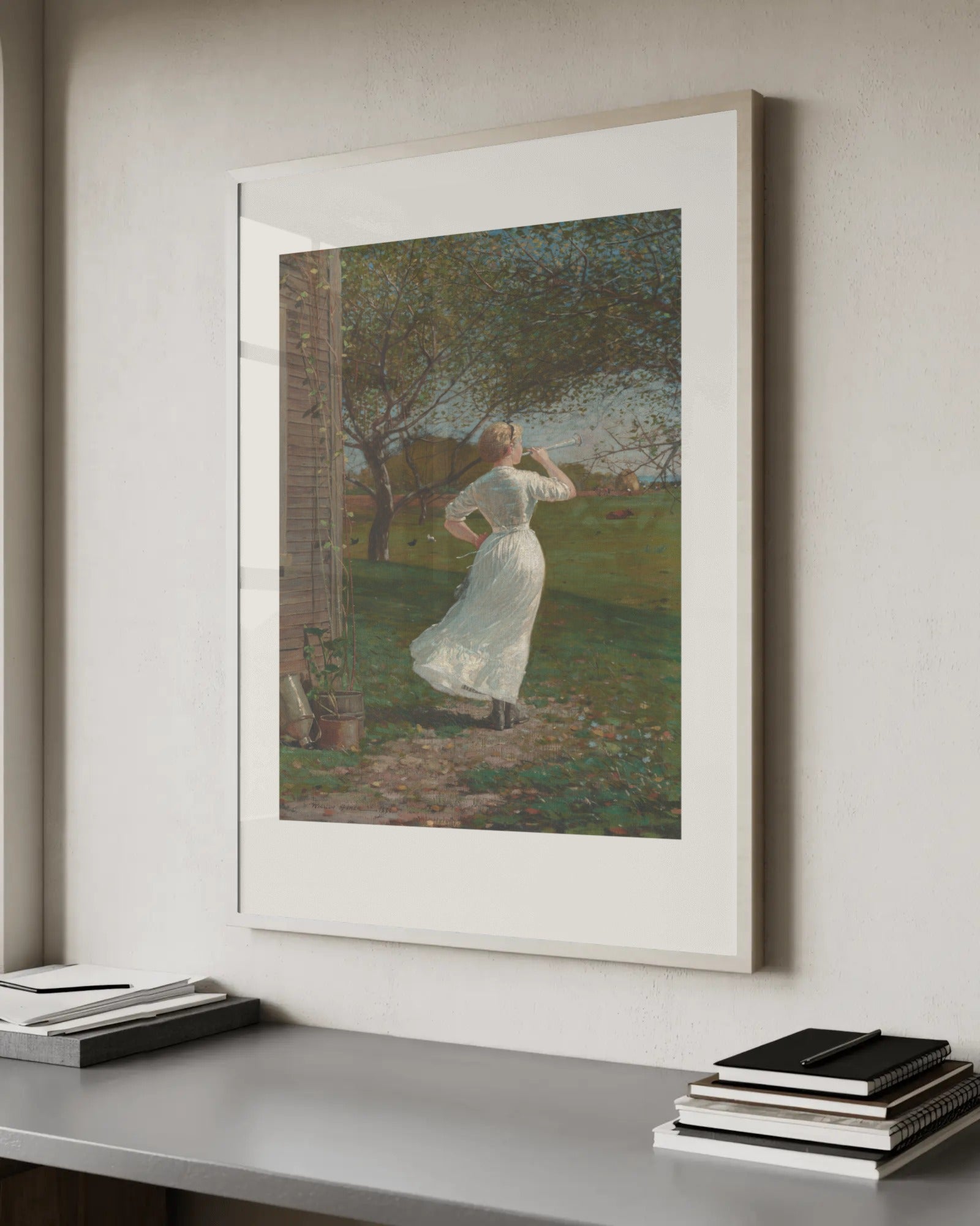 The Dinner Horn (Blowing the Horn at Seaside) Art Print by Winslow Homer