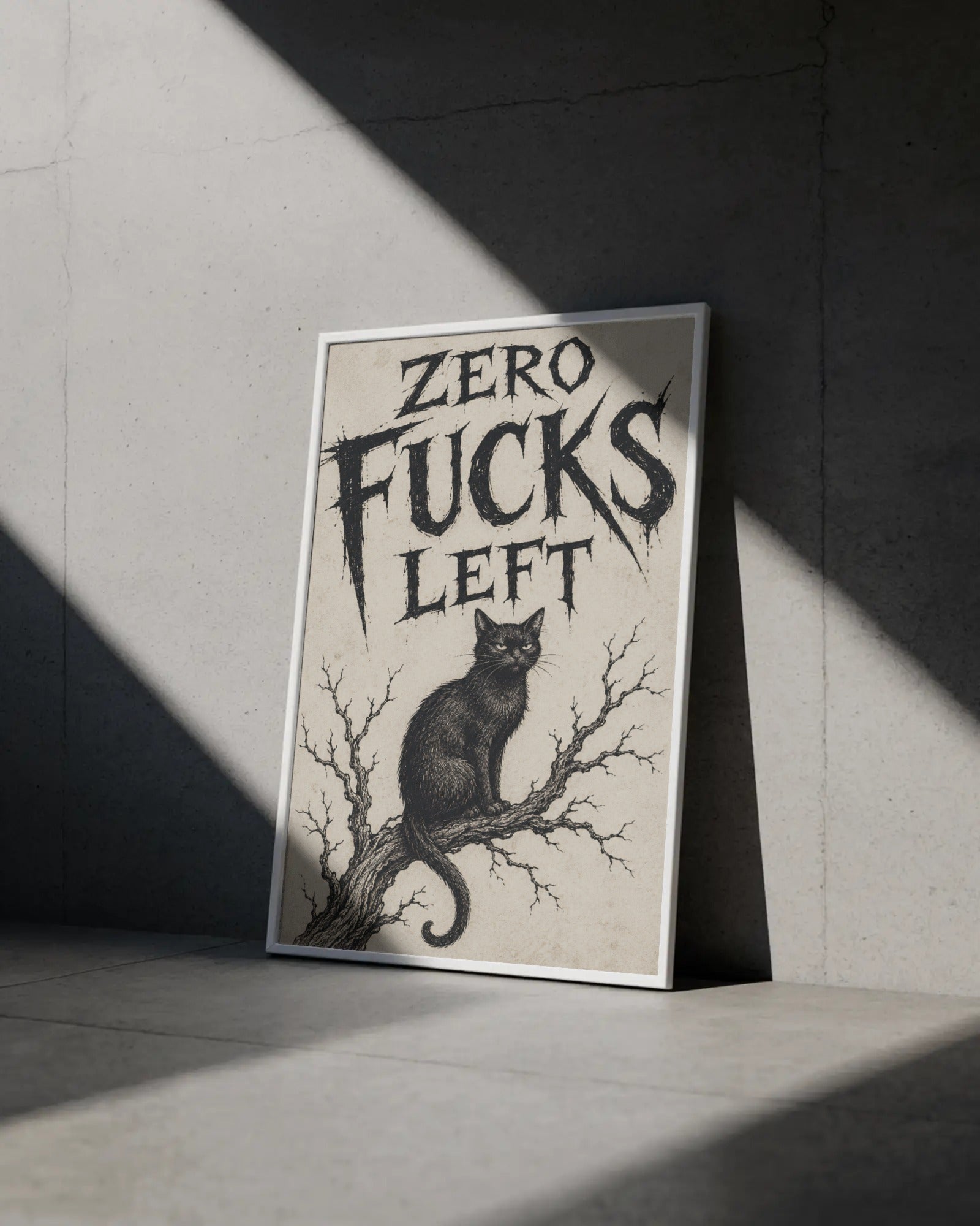 Zero F*cks Left Cat Art Print, framed wall art (view 4)